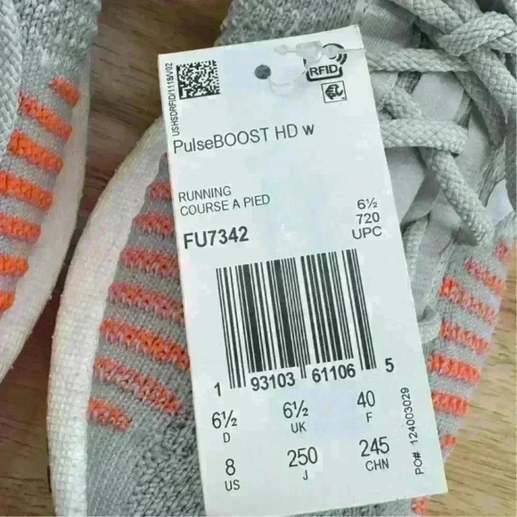 NWT Adidas PulseBoost HD Running Sneakers Ws Sz 8 Gray & Coral Athletic Training - Picture 6 of 7